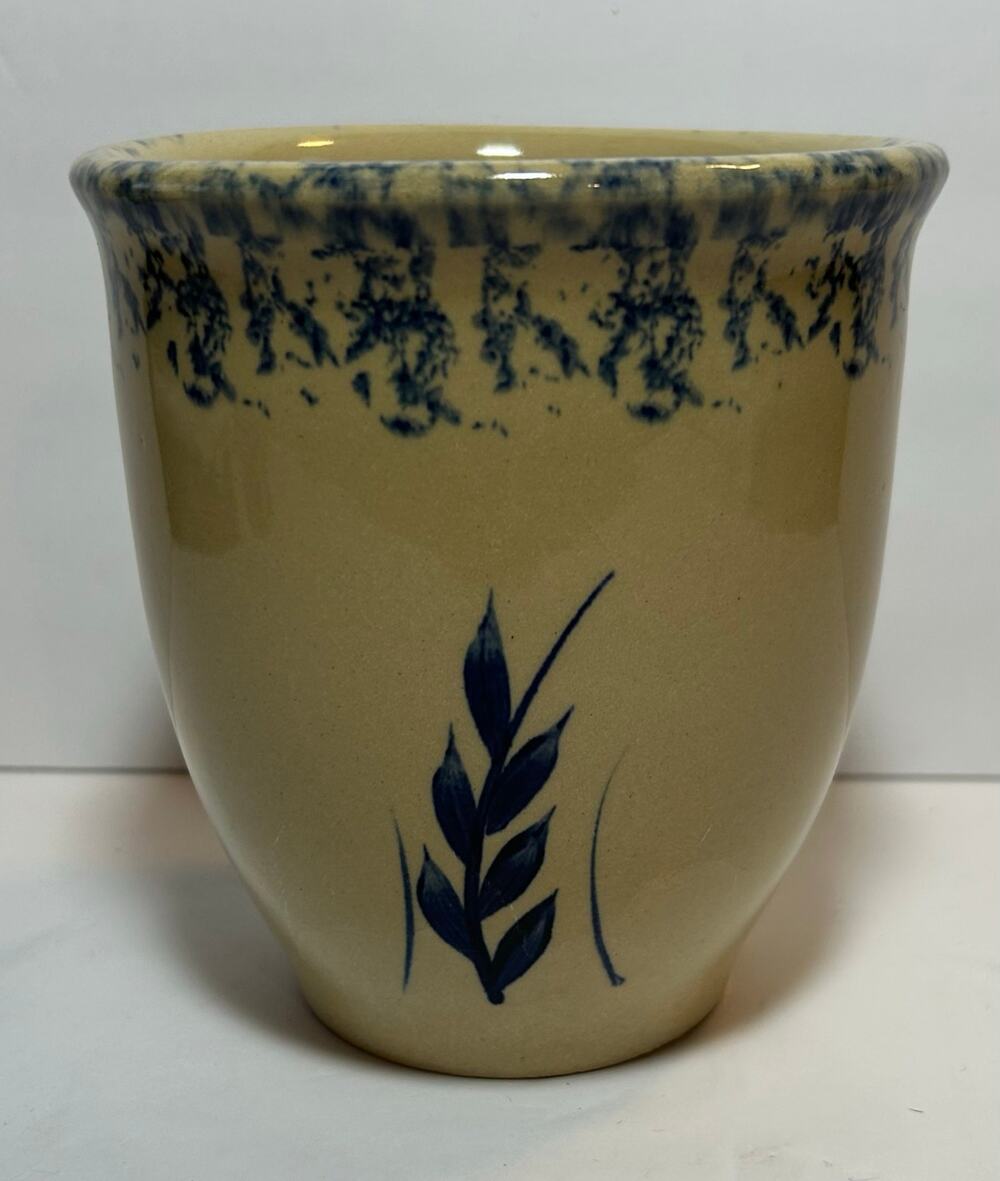 Roseville OH USA Robinson Ramsbottom Blue Sponge Wear Pottery 1qt Kitchen Crock